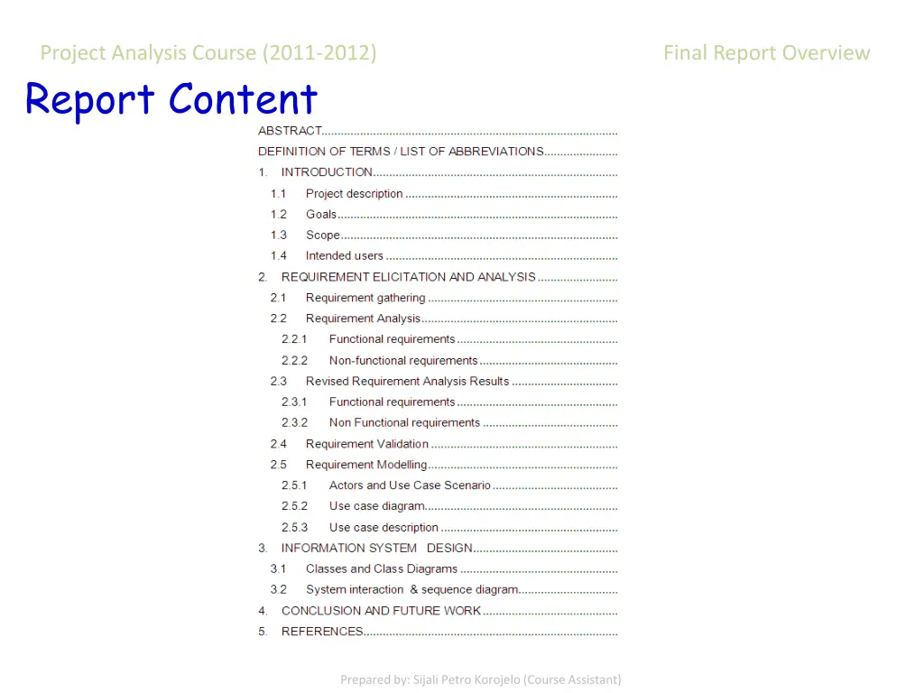 project analysis course 2011 2012 final report