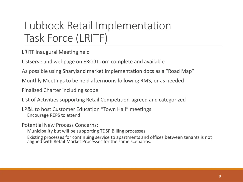 lubbock retail implementation task force lritf