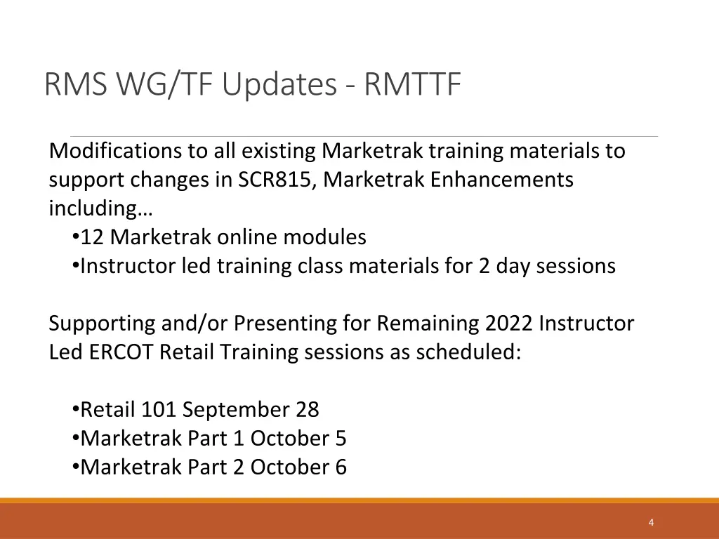 rms wg tf updates rmttf