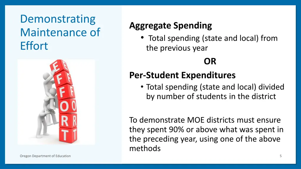 demonstrating maintenance of effort