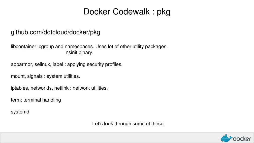 docker codewalk pkg