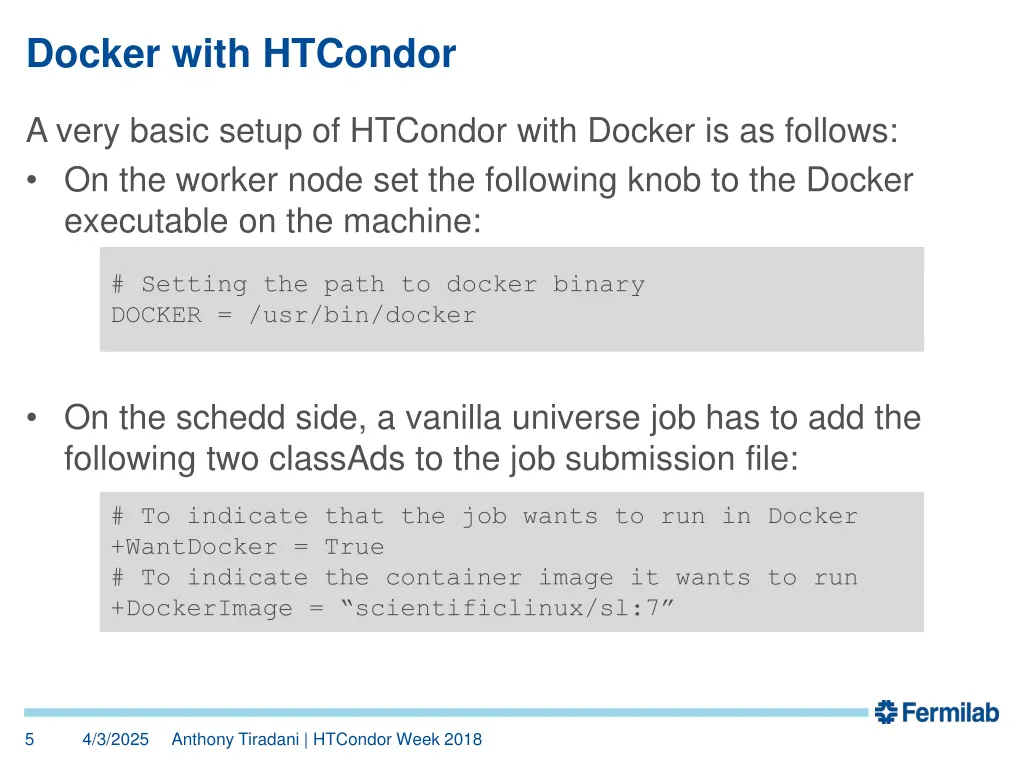 docker with htcondor