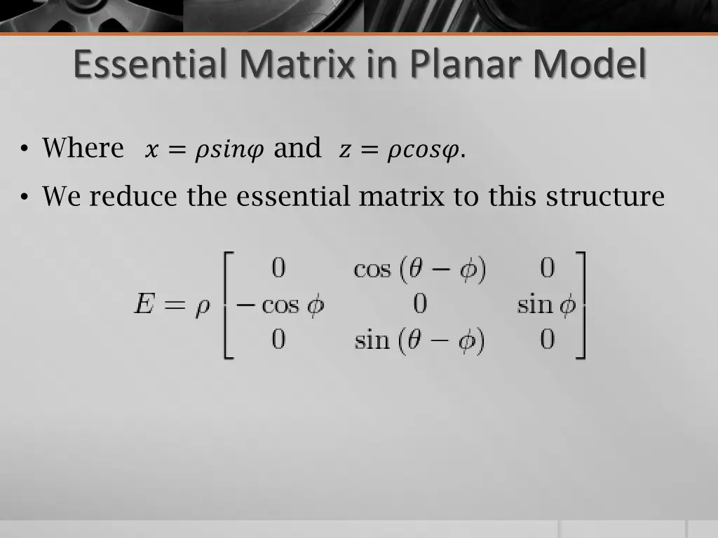 essential matrix in planar model 1
