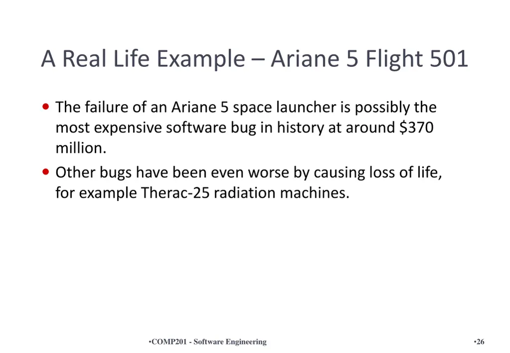 a real life example ariane 5 flight 501