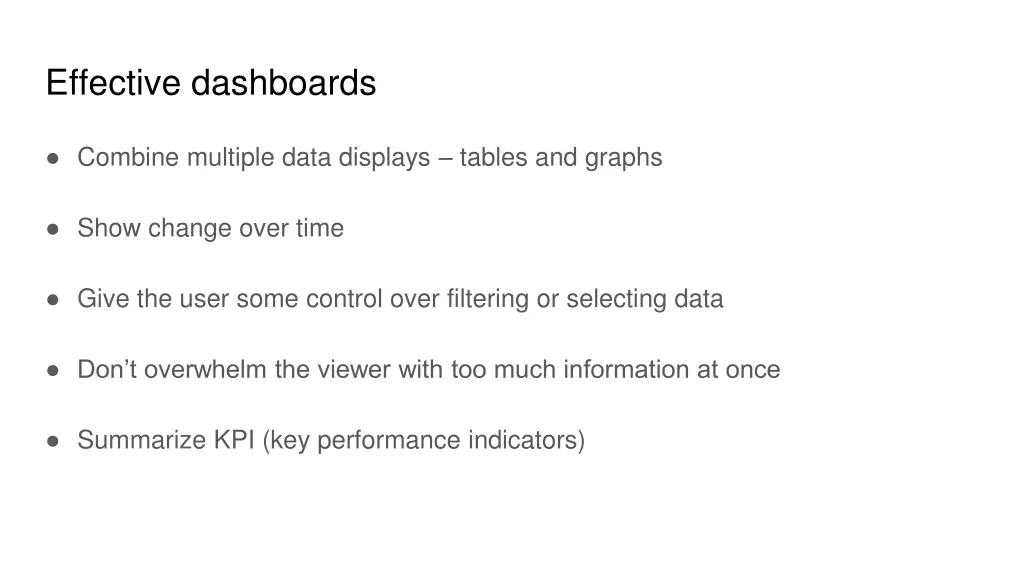 effective dashboards