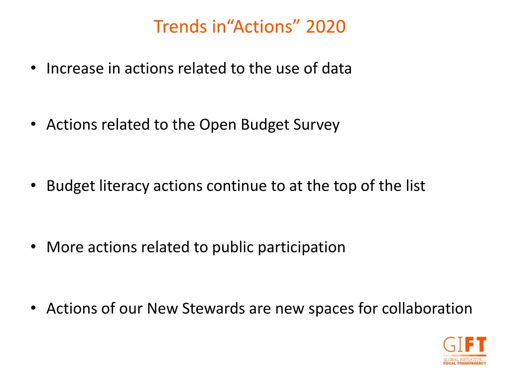 trends in actions 2020