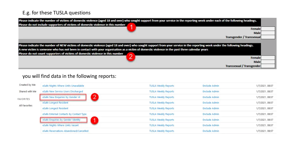 e g for these tusla questions
