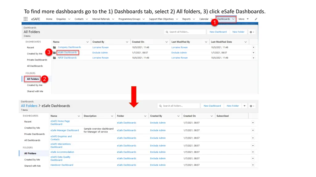 to find more dashboards go to the 1 dashboards