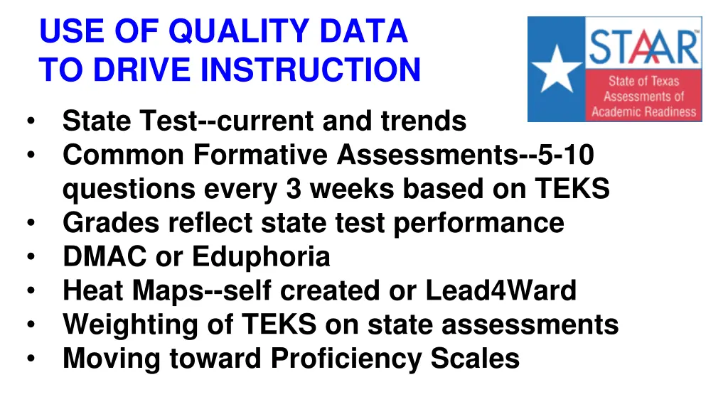 use of quality data to drive instruction