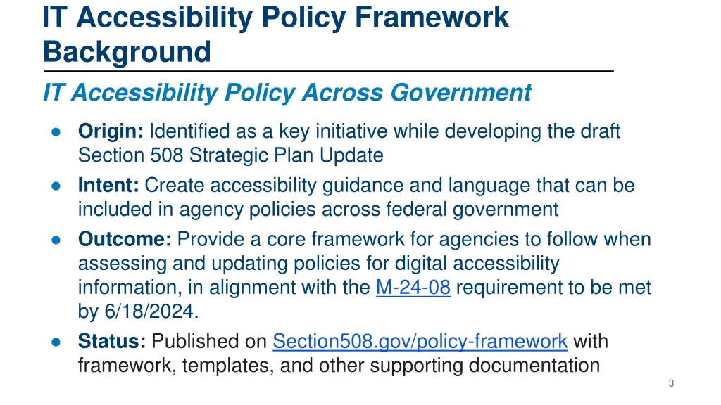 it accessibility policy framework background