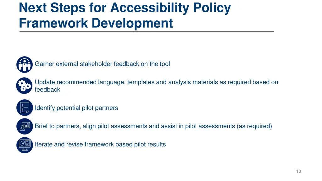 next steps for accessibility policy framework
