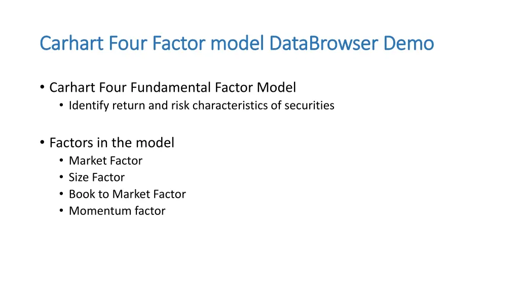 carhart carhart four factor model four factor