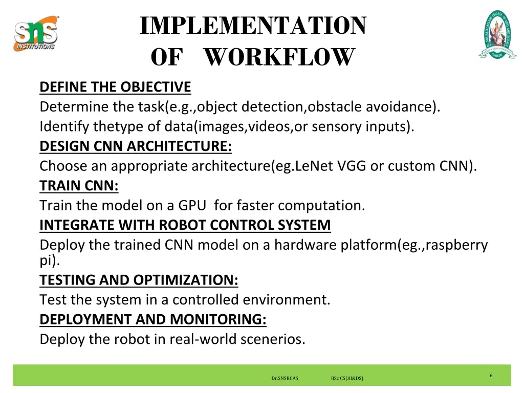 implementation of workflow define the objective