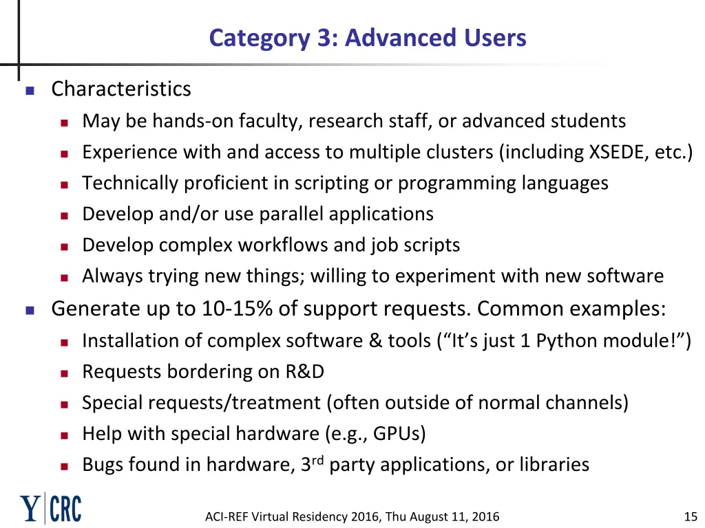 category 3 advanced users