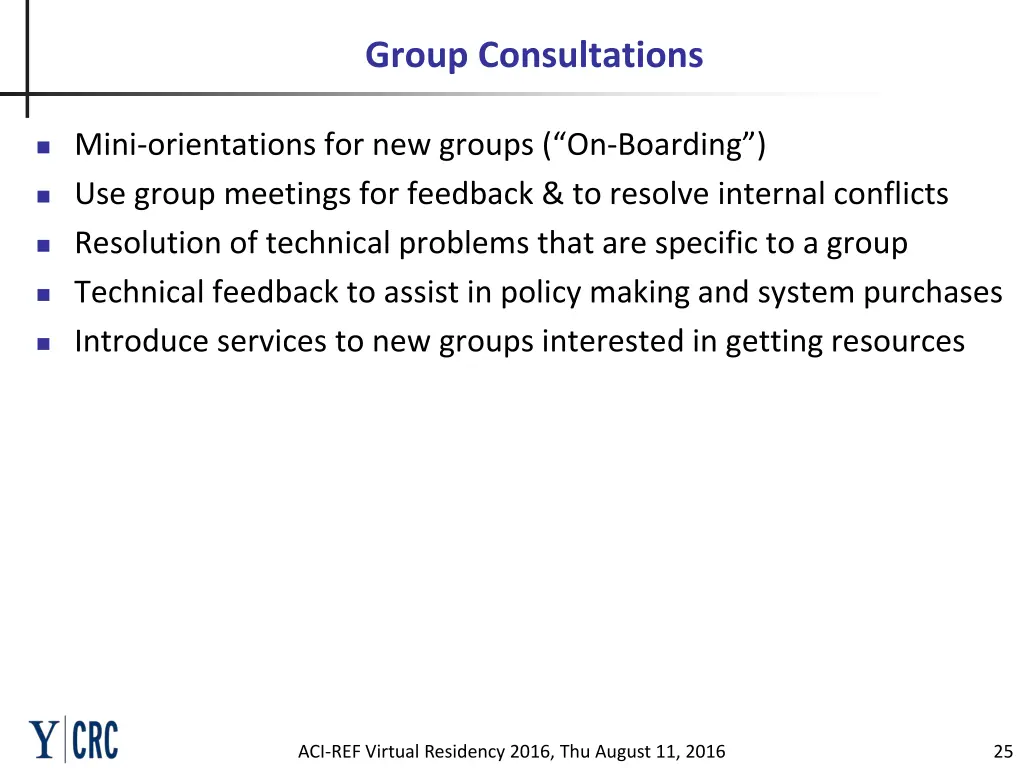 group consultations