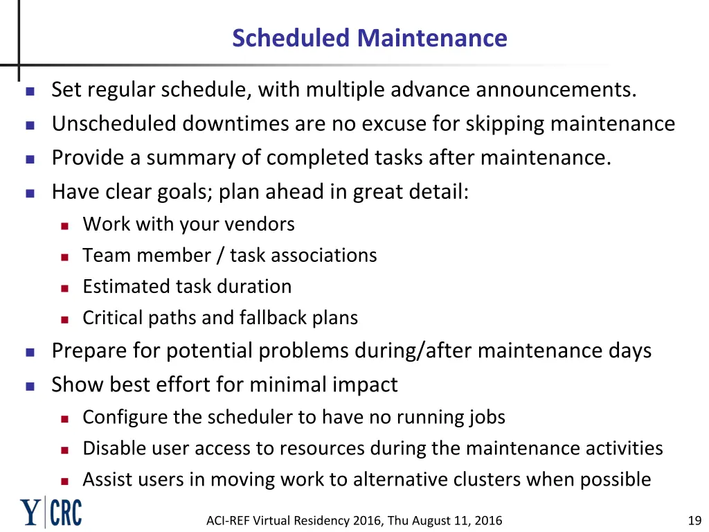 scheduled maintenance