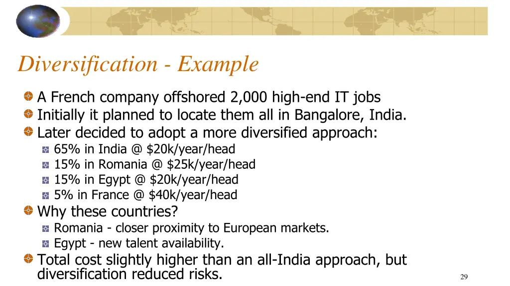 diversification example