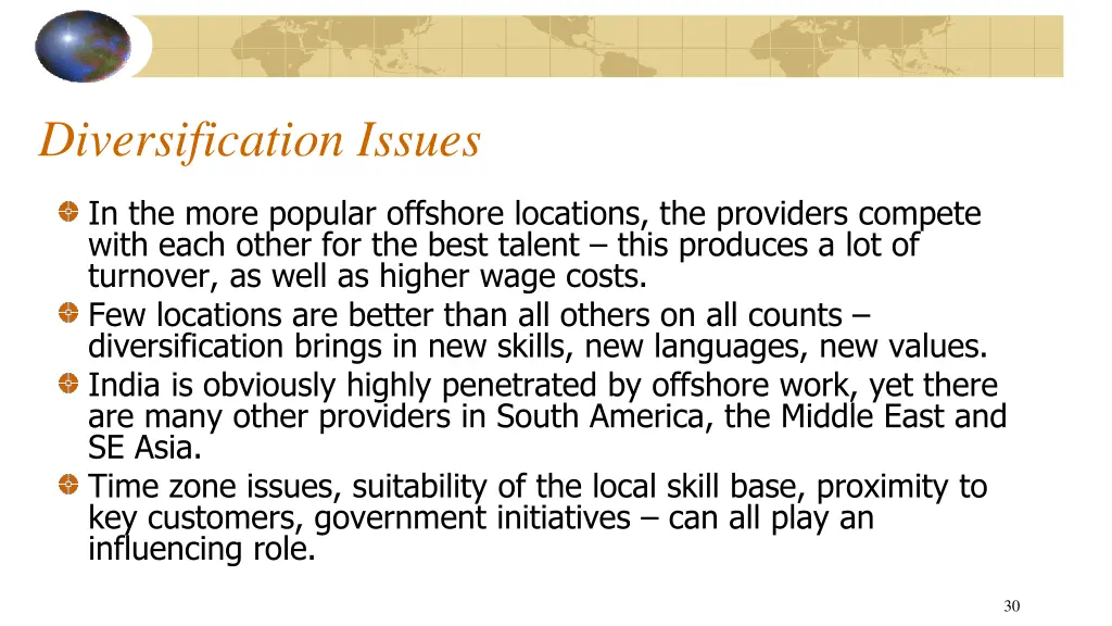 diversification issues