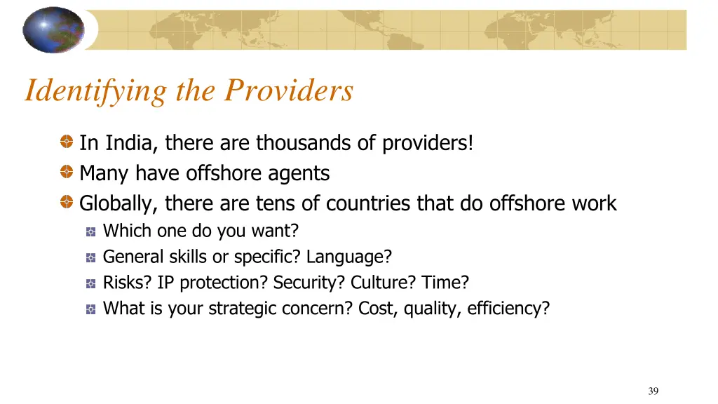 identifying the providers