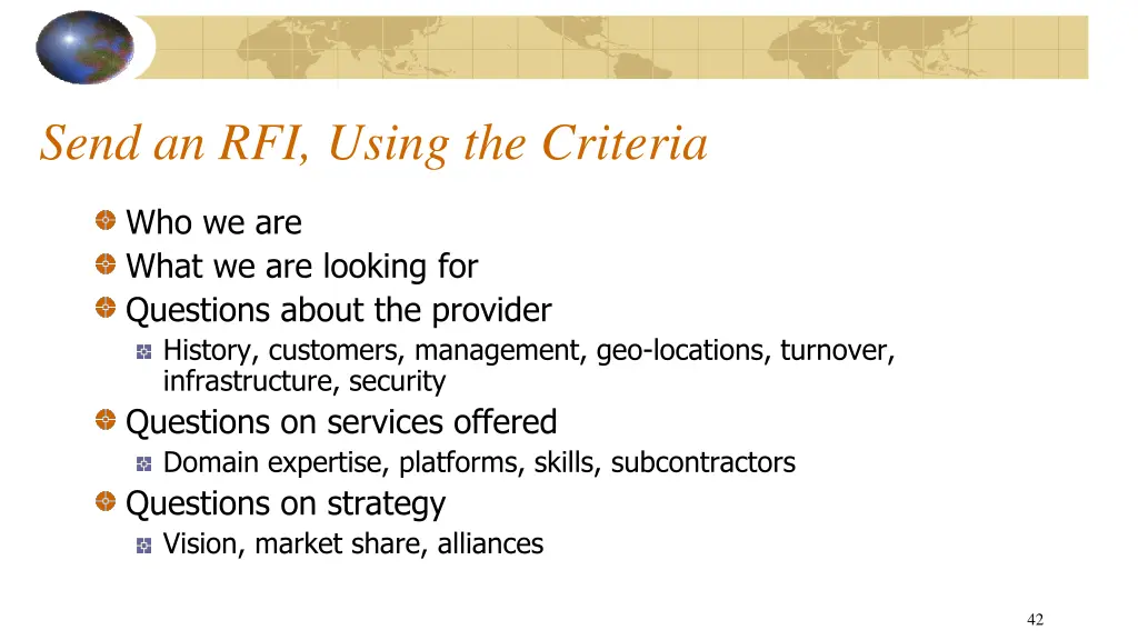 send an rfi using the criteria