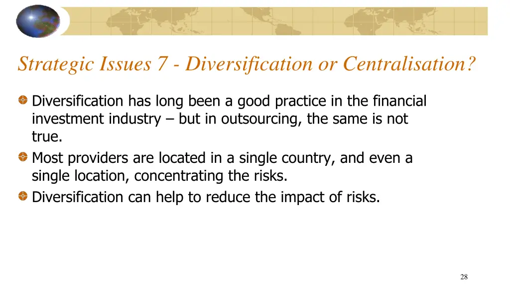 strategic issues 7 diversification
