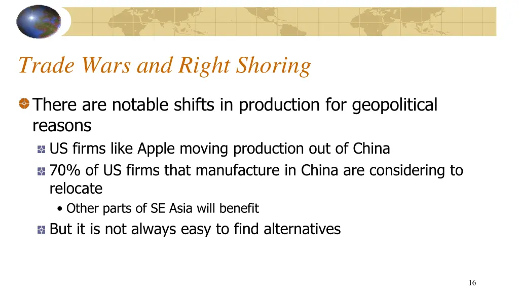 trade wars and right shoring