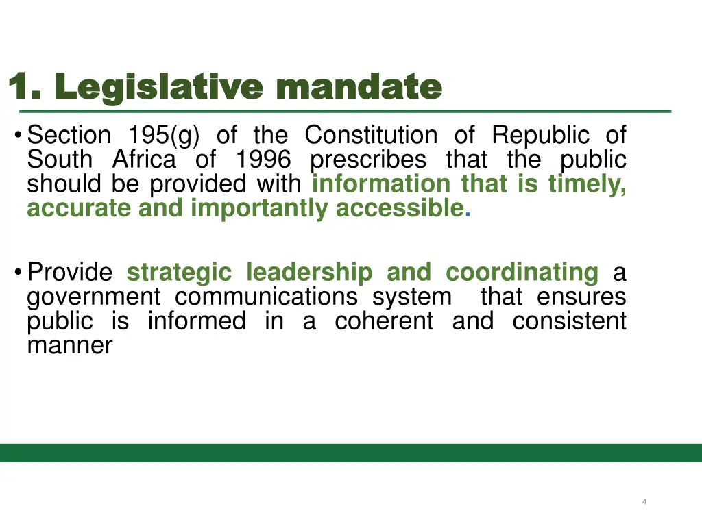 1 legislative mandate 1 legislative mandate
