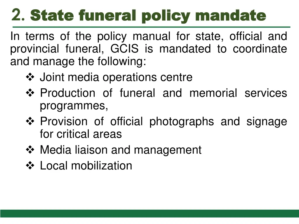 2 state funeral policy mandate state funeral