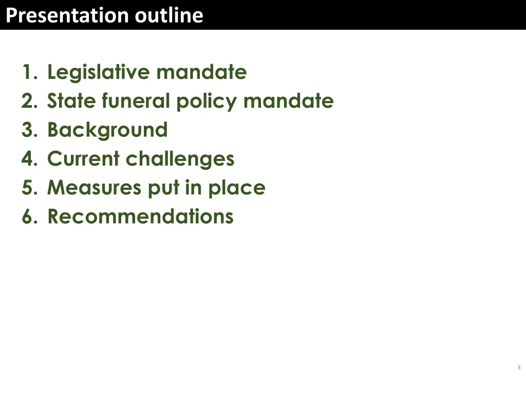 presentation outline