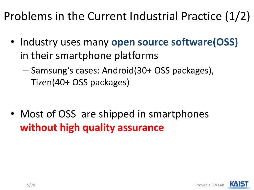 problems in the current industrial practice 1 2