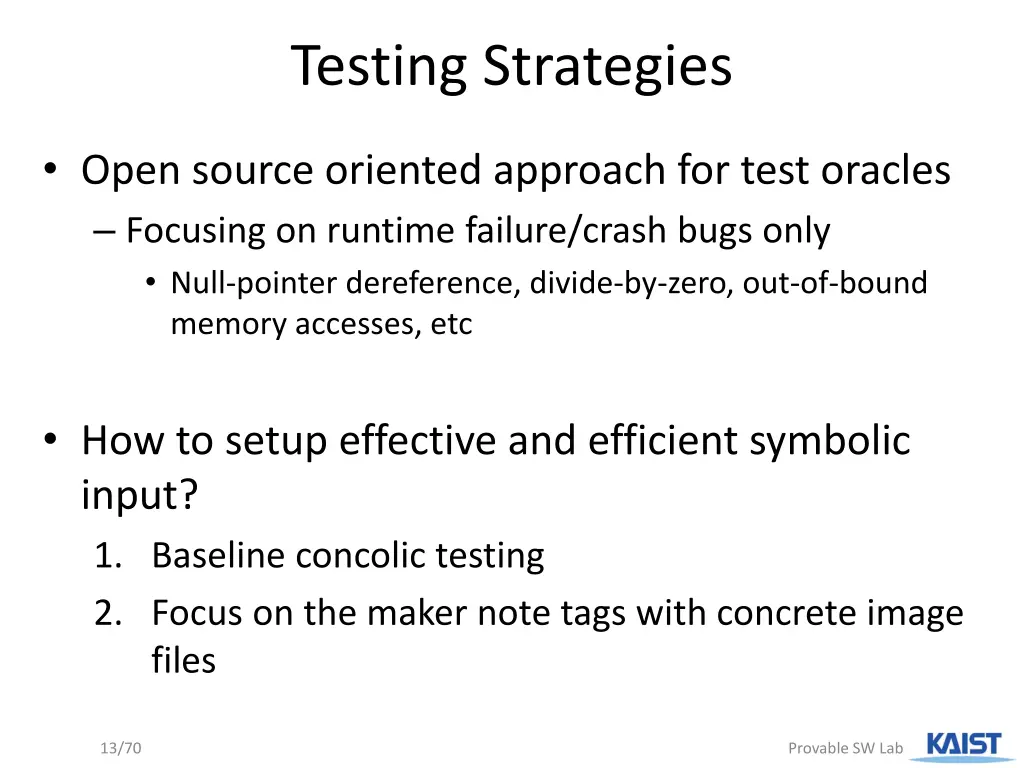 testing strategies
