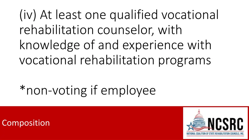 iv at least one qualified vocational