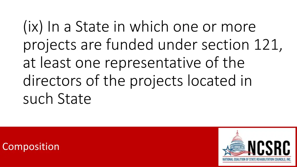 ix in a state in which one or more projects