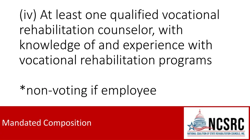 iv at least one qualified vocational