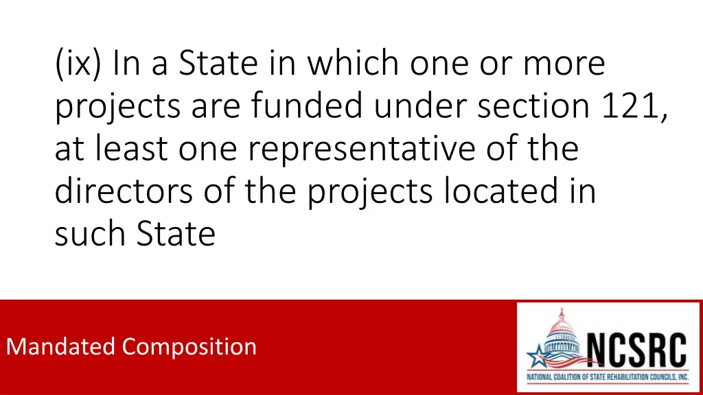 ix in a state in which one or more projects