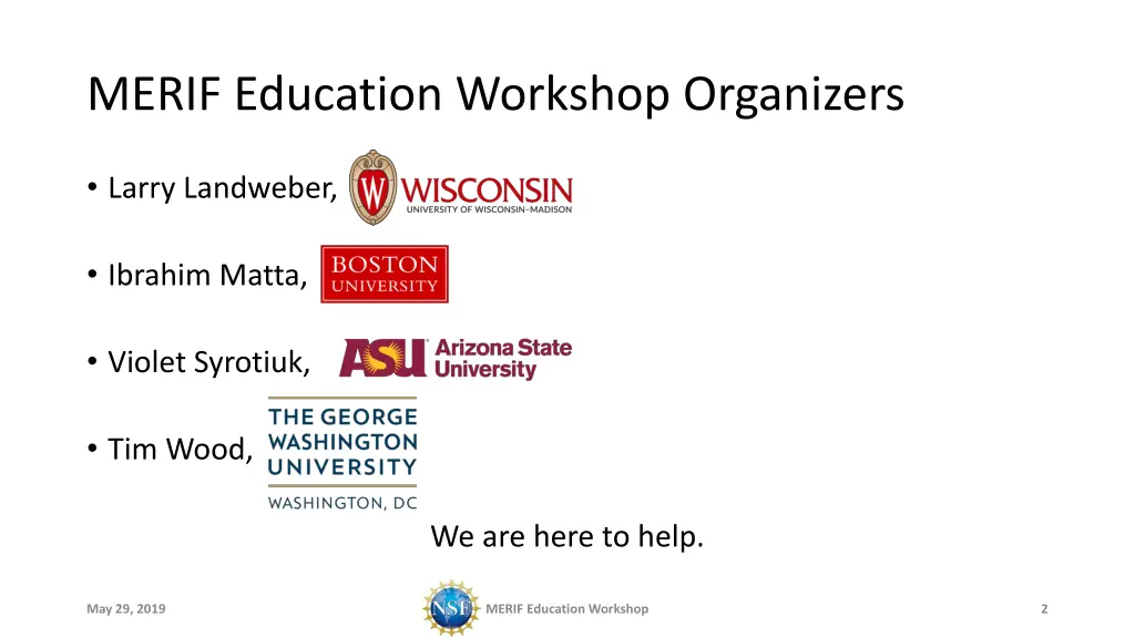 merif education workshop organizers