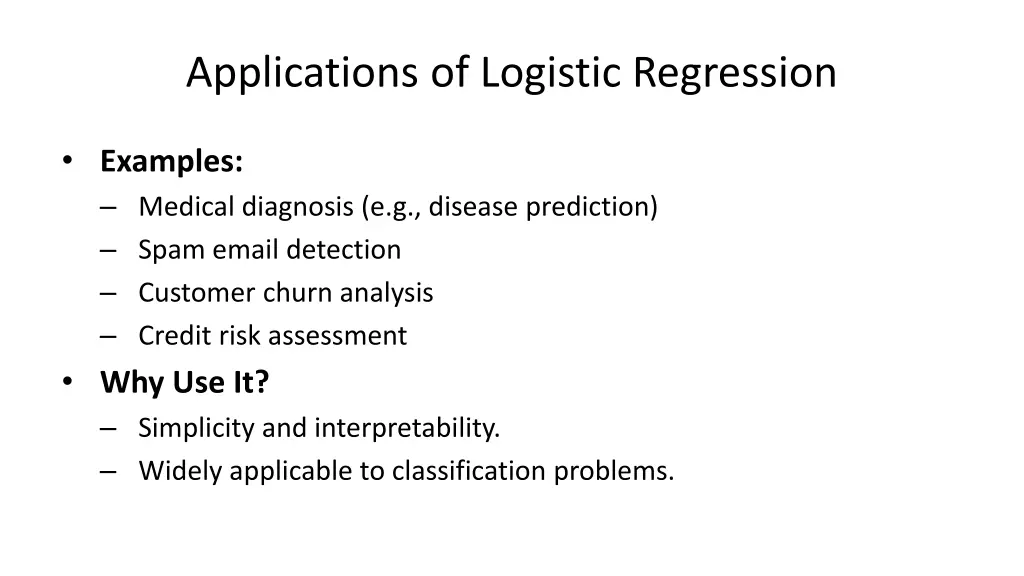 applications of logistic regression