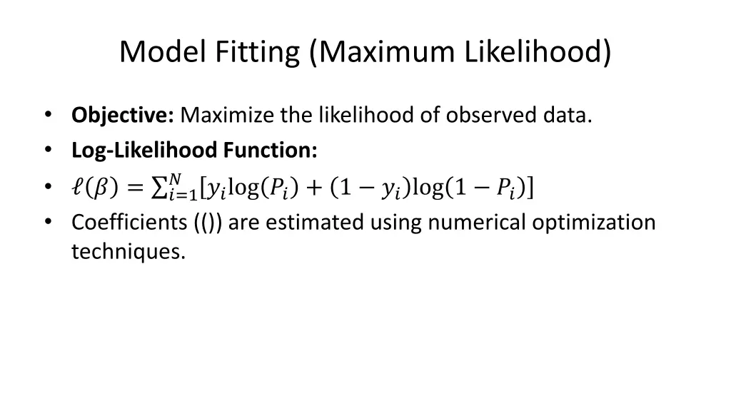 model fitting maximum likelihood