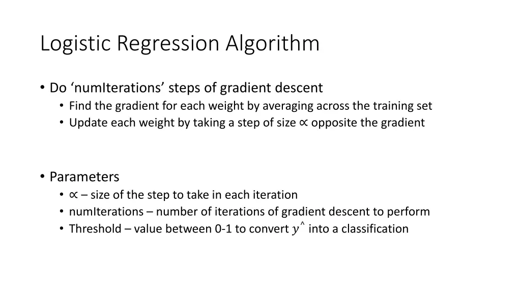 logistic regression algorithm