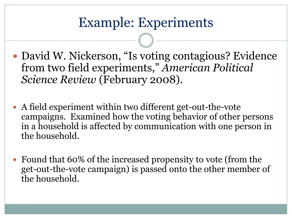 example experiments