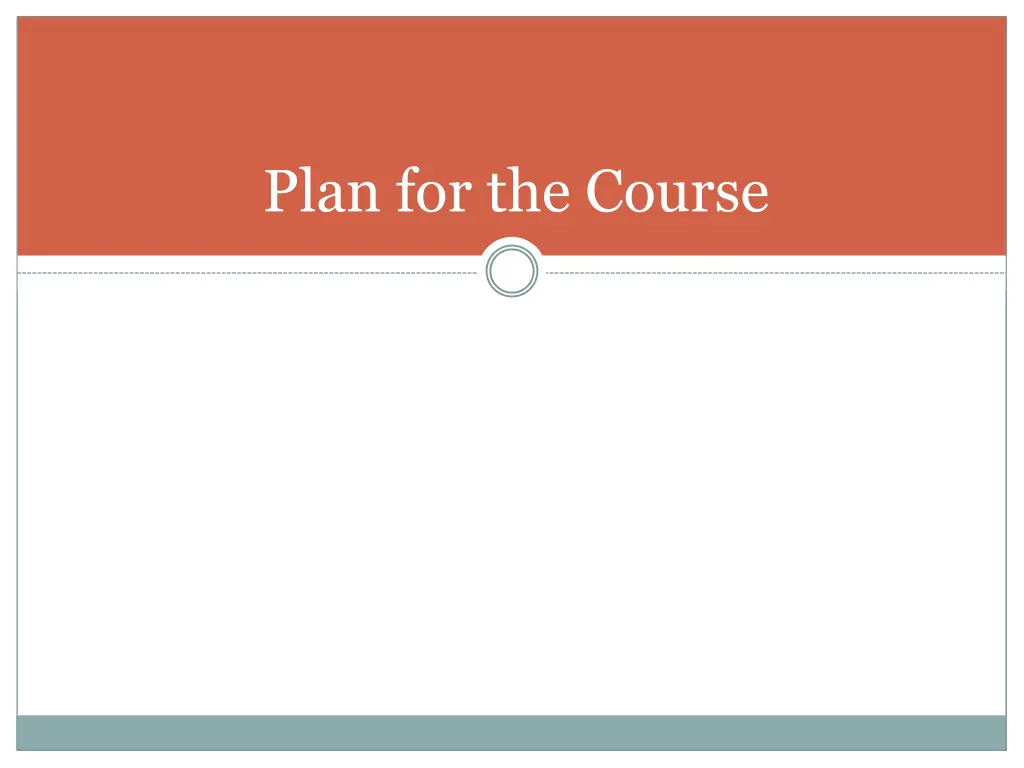 plan for the course