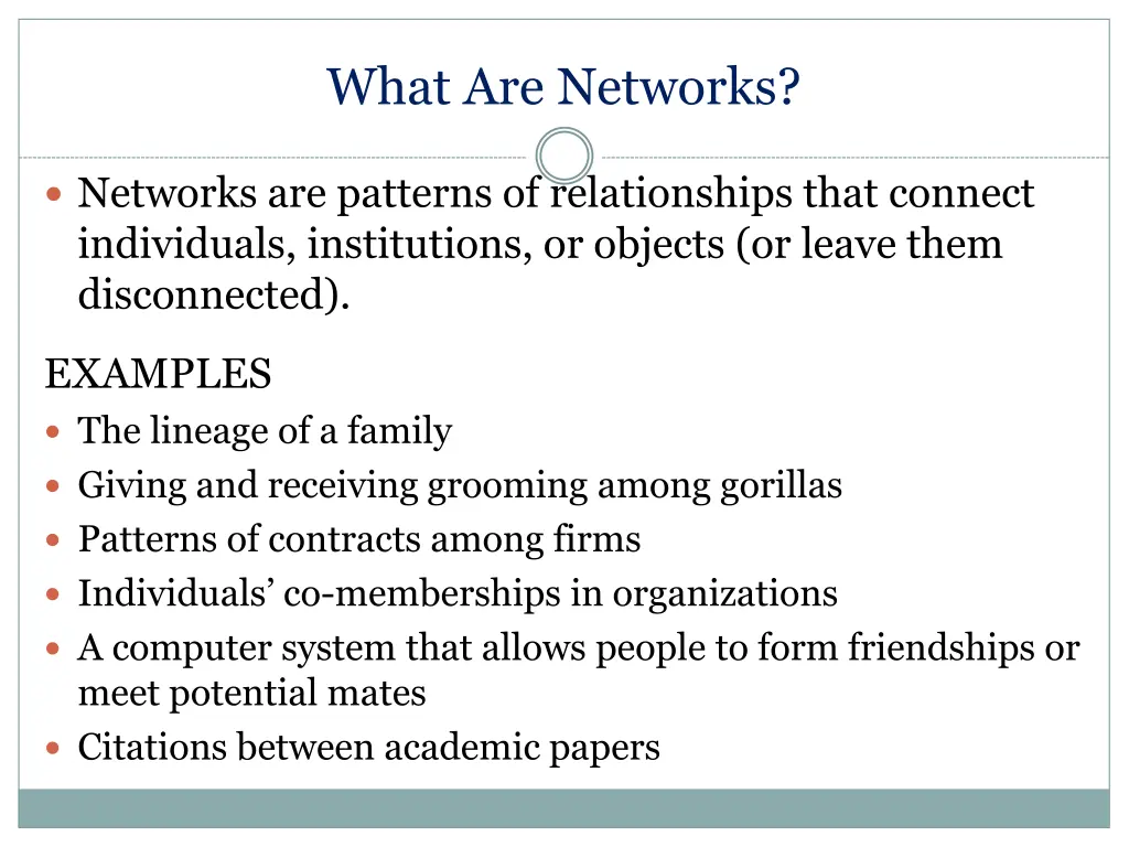 what are networks 1