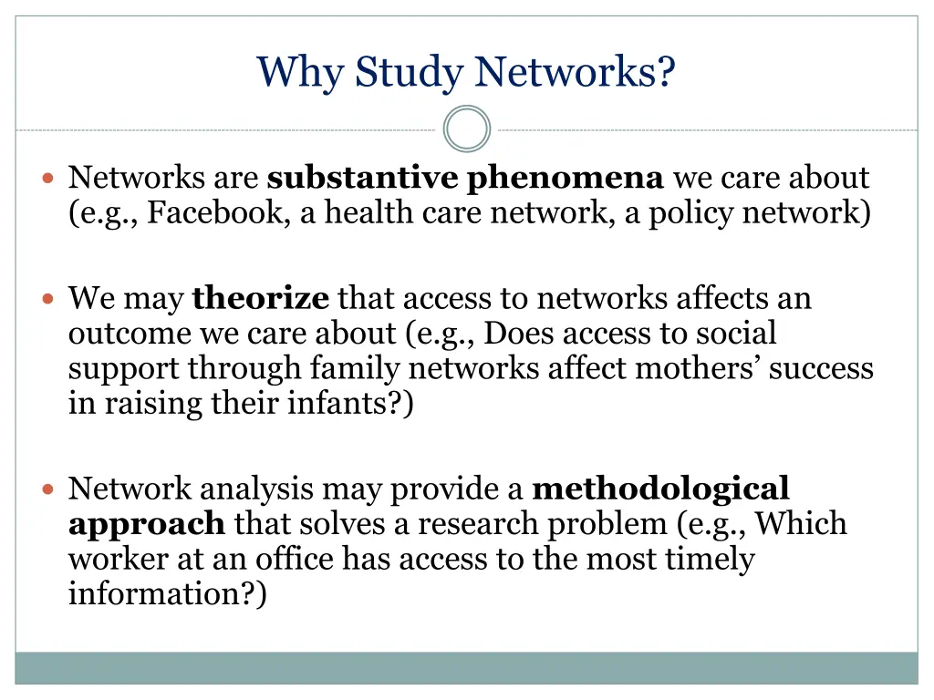 why study networks