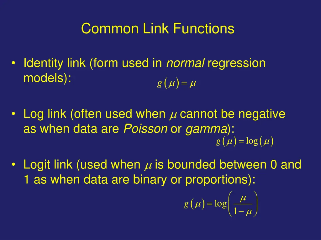 common link functions