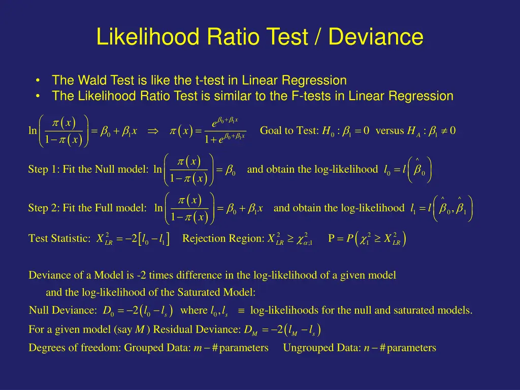 likelihood ratio test deviance