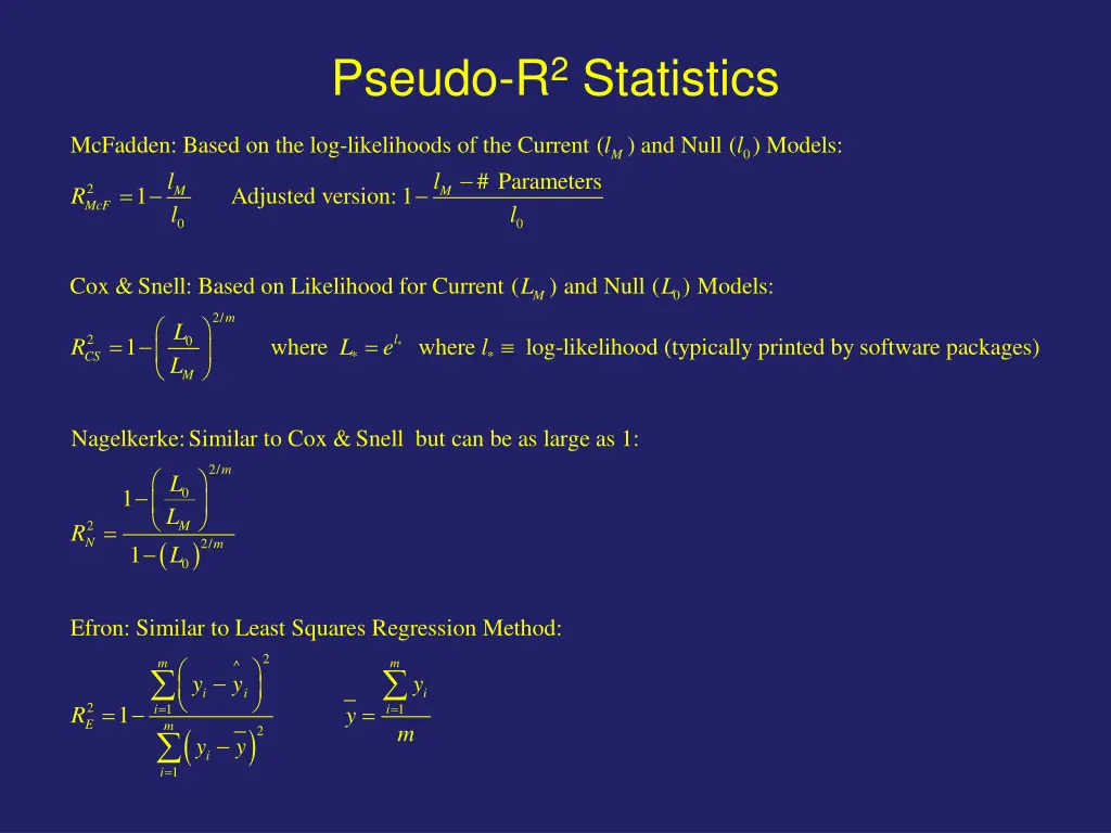 pseudo r 2 statistics