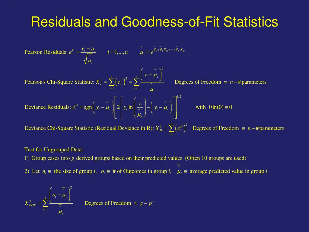 residuals and goodness of fit statistics 1