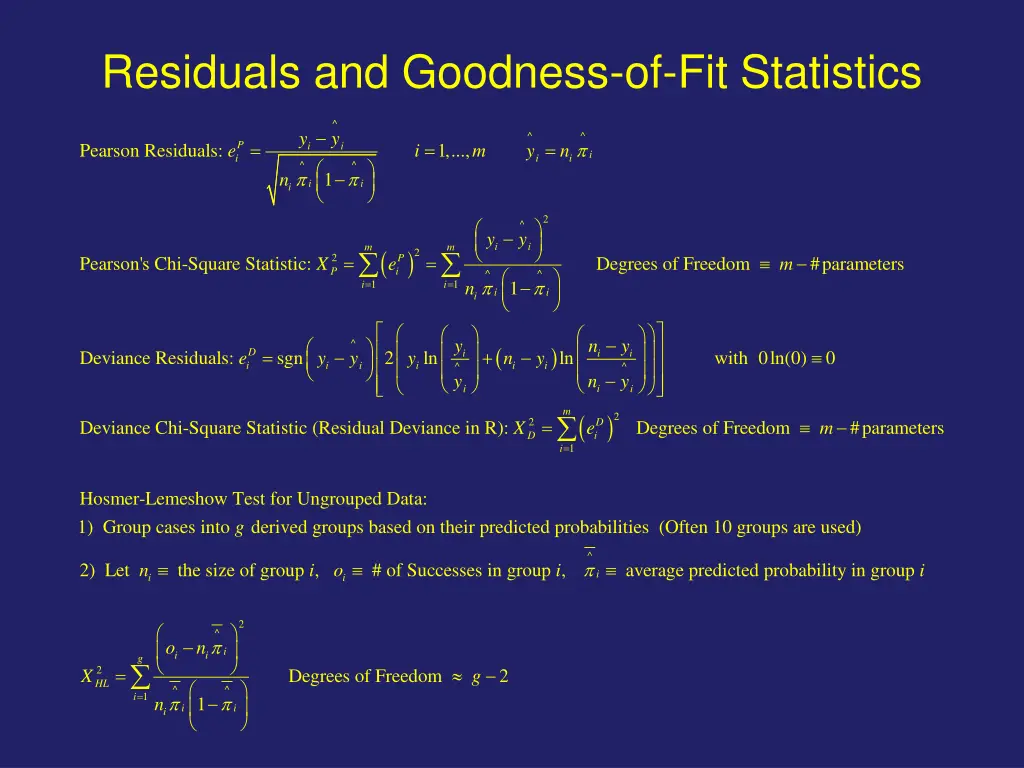 residuals and goodness of fit statistics