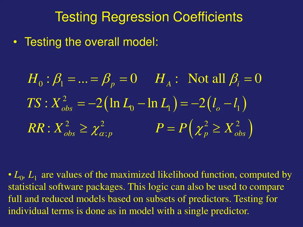 testing regression coefficients