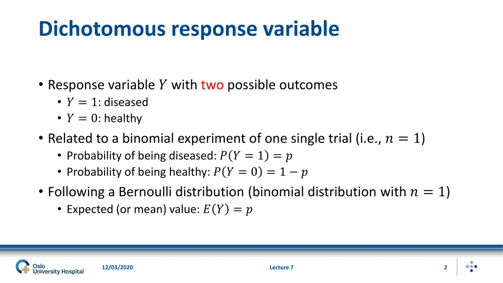 dichotomous response variable